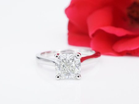 14k 1.72ct Diamond Engagement Ring Cushion Solitaire J VS2 GIA Size 5.75 RG4151 on Sale