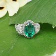 NWOT 18k White Gold 4.4ctw Natural Emerald Diamond Halo Ring Size 6.5 CO885 Discount